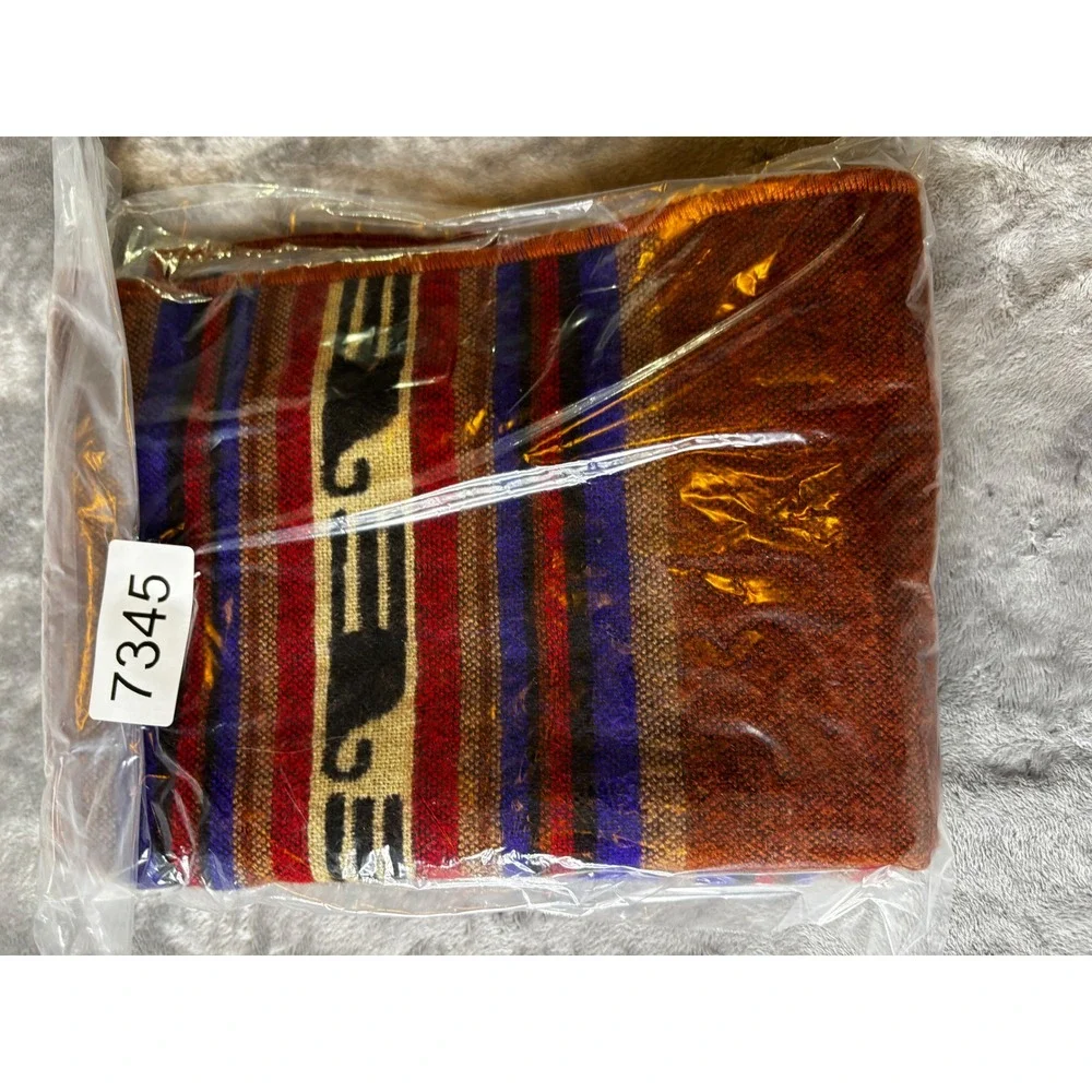 Saddleblanket Co Southwestern Geometric Fringed Scarf Blue Rust Orange Tribal